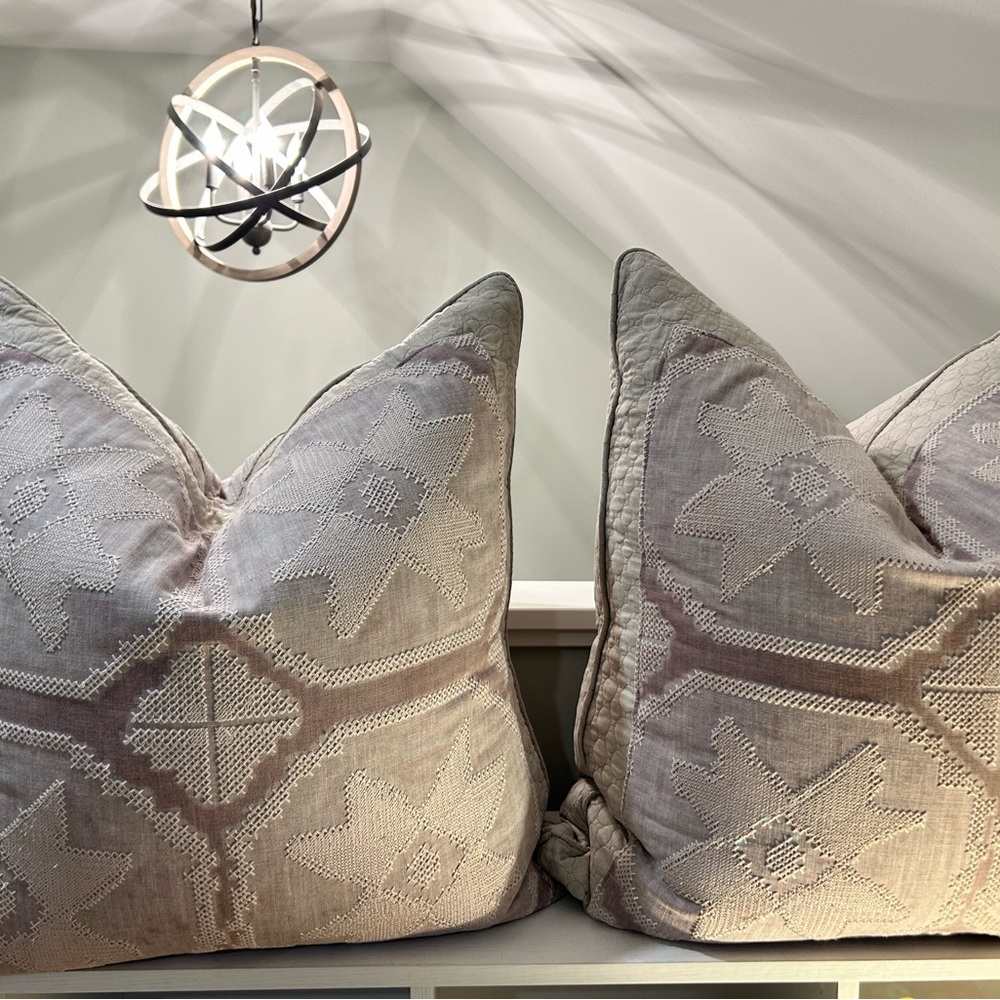 Elegant Lavender Custom-Made Embroidered Pillows (set of 2)